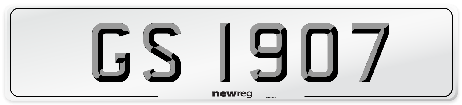 GS 1907 Number Plate from New Reg